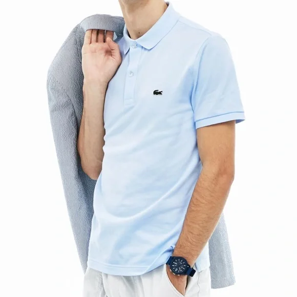 BRAND NEW Lacoste Men's Light Blue Polo Shirt Size Large Slim Fit NWT - Picture 4 of 13